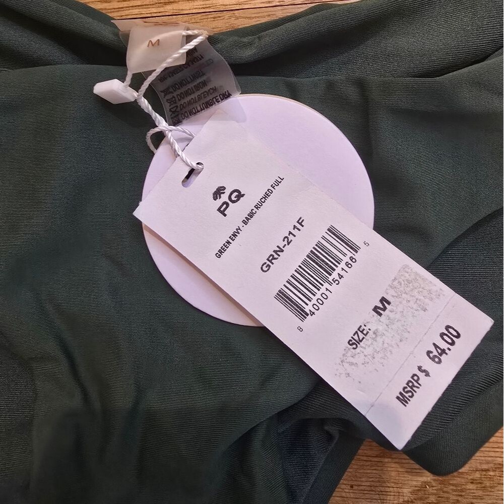 NWT PQ Swim Basic Ruched Full Bottom Green Envy Sz M - Picture 3 of 4